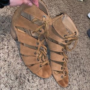 Lucky Brand leather & suede gladiator heel
